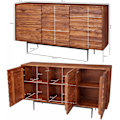 Miniatyrbillede 4 af 7: Rootz skænk Sheesham massivt træ 150x81x41 cm rustik kommode - Design Skænk Large - Høj kommode med 3 låger massivt træ - Gulvskab Stue Moderne