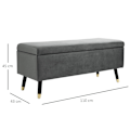 Miniatyrbillede 3 af 7: Rootz Hocker - Taburet - Skobænk - Opbevaringsboks - Gummitræ - Antracit - Grå - Stof - 110 x 43 x 45 cm