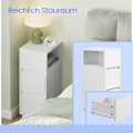 Miniatyrbillede 6 af 6: Rootz Bedside Bord smal - sidebord - natbord - dobbelt opbevaring - hvid - 30 cm x 25 cm x 65 cm