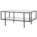 Miniatyrbillede 1 af 6: Rootz Sofabord - Sidebord - Med glasplade - Bord - Med 3 hylder - Hærdet glas/stål - Gennemsigtig/Sort - 100 x 55 x 45,5 cm