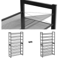 Miniatyrbillede 7 af 9: Rootz Skostativ med 8 niveauer - Sæt med 2 stabelbare 4-lags skoopslag - Metal skoopbevaring med justerbare mesh hylder - Sort