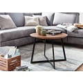 Miniatyrbild 5 av 7: Rootz soffbord 60x60x45 cm massivt sheeshamträ - metall soffbord runt - Design vardagsrumsbord soffbord massivt - Litet bord sidobord vardagsrum moder
