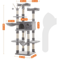 Miniatyrbillede 3 af 9: Rootz Cat Tree - Kradsestolpe - Hængekøje - Kattehule - 6 niveauer - Grå - Beige - 50 x 50 x 164 cm