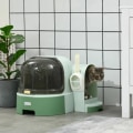 Miniatyrbild 2 av 5: Rootz Cat kattlåda - 2 utdragbara fack - 1 spade - Kattlåda - Avtagbar huva - Grön + Svart - 52cm x 60cm x 42cm