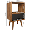 Pikkukuva 4 / 7: Rootz retro yöpöytä - Sheesham-puinen yöpöytä laatikolla tummanruskea - musta Design Yöpöytä 40 x 35 x 70 cm - Iso yöpöytä