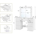Miniatyrbillede 3 af 9: Rootz White Toiletbord - Vanity Desk - Makeup Bord - Justerbar LED-belysning - Rigelig opbevaring - Holdbart design - 110 cm x 140,5 cm x 39,5 cm