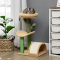Miniatyrbillede 2 af 10: Rootz Cactus Design Cat Tree - Kradsestolpe - Klatrekattetræ - Sisal-indpakket stolper - Spånpladebase - Teddy Velour - 40cm x 35cm x 72cm