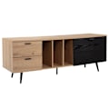 Miniatyrbillede 1 af 6: Rootz Lowboard 150 cm TV-stativ - TV-skab - Underholdningsenhed - Moderne egetræsdesign - Rummelig opbevaring - Holdbar konstruktion - 150 cm x 55 cm