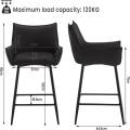 Pikkukuva 3 / 7: Rootz Vintage keinonahkainen baarijakkara - Työpöytäjakkara - Retro baarituoli - Mukava pehmuste - Tukeva metallirunko - Säädettävä muotoilu - 51cm x