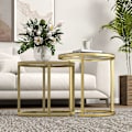 Miniatyrbillede 8 af 10: Rootz 2 -stykke sæt sofabord - oval & rund sofabord - Stabelbart borde - Rumbesparende design - Ø50 x 50,5 timer, 60L x 36b x 43,5 timer cm