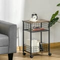 Miniatyrbillede 5 af 7: Rootz Køkkenvogn - Serveringsvogn - Industrielt design - 1 hylde 1 opbevaringskurv 4 hjul - spånplade/stål - sort/brun - 40 cm x 30 cm x 62 cm