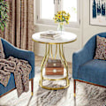 Miniatyrbillede 5 af 8: Rootz hvidguld 2-lags rundt sidebord - endebord - natbord - moderne design - 50 cm D x 50 cm B x 59 cm H
