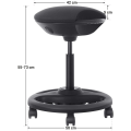 Miniatyrbillede 3 af 9: Rootz Work Taburet - Ergonomisk - På hjul - Tiltbar - Højdejusterbar - Roterbar - Sort - Stof - Nylon - Jern - 50 x 50 x 55-73 cm