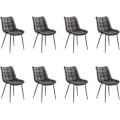 Miniatyrbild 1 av 9: Rootz Set med 8 matstolar - Sammetsklädd - Ergonomisk sittplats - Bekväm, hållbar, golvsäker - Mörkgrå metallben - 85,5 cm x 46 cm x 40,5 cm