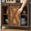 Miniatyrbillede 8 af 9: Rootz skænk - Opbevaringsskab - Køkkenskab - Skydedør - Åbent rum - Justerbar hylde - Industriel - Brun - Sort - 70 x 30 x 80 cm