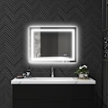 Miniatyrbillede 9 af 10: Rootz LED badeværelsesspejl - Vægmonteret makeupspejl - Makeupspejl - Justerbar belysning - Anti-dug teknologi - 80 cm x 60 cm x 4 cm