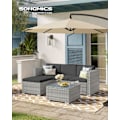 Miniatyrbillede 2 af 8: Rootz 4-delt grå PE polyrattan sofasæt - Udendørs møbler - Terrassesæt - VFT polstring - Pulverlakeret stål - Hærdet glas - 173cm x 60cm x 66cm