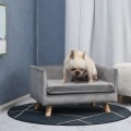 Miniatyrbild 2 av 4: Rootz Hundsoffa med ryggstöd - Husdjurssoffa med träben - Hundsäng - Mjukt överdrag - Hundmatta - Grå - 64 x 45 x 36 cm