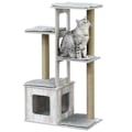 Miniatyrbillede 1 af 11: Rootz Cat Tree Kradsestolpe - Grå - Konstrueret træ, jute, plys - 26,38 cm x 15,16 cm x 44,88 cm