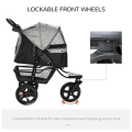 Pikkukuva 4 / 11: Rootz Dog Buggy - Cat Buggy - Koiravaunu - Lemmikkirattaat 3 pyörällä - Taitettava - Säädettävä kuomu - Oxford - Harmaa/Musta - 109,5 x 57,5 x 106,5 c