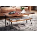 Miniatyrbillede 3 af 7: Rootz Modern Industrial Sofabord - Rektangulært bord - Opbevaringsplads - Håndlavet - Sheesham Wood - 90 cm x 50 cm x 40 cm