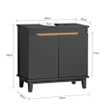 Miniatyrbillede 4 af 8: Rootz Base Cabinet - Skab - Opbevaringsenhed - Stabile fyrretræer - 60x59x30cm - Skjul dræningssystem perfekt