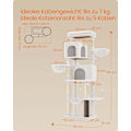 Miniatyrbillede 6 af 7: Rootz Scratching Tree - Cat Tower - Cat Climbing Post - 2 huler & dyser - 175 cm høj, hvid, træspanel, sisal - 57x45x175cm