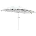 Miniatyrbillede 1 af 7: Rootz Dobbeltsidet Paraply - Dobbeltsidet Parasol - Parasol - Parasol - Med LED Solar Lights - Polyester/Stål - Cremehvid/Sort - 4,5L x 2,65W x 2,4H m