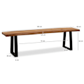 Miniatyrbillede 3 af 6: Rootz Spisebord i massivt akacietræ - Moderne Design - Live Edge Sæde - Trapezformede metalben - Håndlavet - 120 cm x 40 cm x 45,5 cm