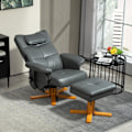 Pikkukuva 2 / 11: Rootz -hierontatuoli jakkaralla - Relaksation -tuoli - lepotuoli - USB -lataus - 78L x 86W x 93H cm, harmaa nahka
