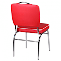 Pikkukuva 7 / 7: Rootz Retro Vintage American Diner -tuoli - Kontrastiset saumat - Mukava pehmuste - Tyylikkäät kaarevat jalat - 90 cm x 47 cm x 45 cm - Punainen/Valko
