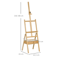 Miniatyrbillede 3 af 3: Rootz staffeli - Artist staffeli - Højdejusterbar - Bundskuffe - Praktisk opbevaring - 1 skuffe - Bøgetræ - Naturlig + Sort - 43,5L x 43W x 150-190H c