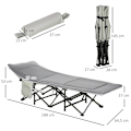 Miniatyrbillede 3 af 5: Rootz Campingseng - Foldelejrseng - Foldeseng med pude - Sidelomme - Madras - Gæsteseng - Kan holde op til 150 Kg - Oxford - Lysegrå - 188 x 64,5 x 53