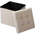 Miniatyrbild 5 av 8: Rootz Pall med förvaring - Förvaringsbänk - Vikbar ottoman - Linnetyg - 37,5 cm x 38 cm x 37,5 cm - Utrymmesbesparande - Andas - 38L förvaring