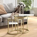 Miniatyrbillede 5 af 10: Rootz 2 -stykke sæt sofabord - oval & rund sofabord - Stabelbart borde - Rumbesparende design - Ø50 x 50,5 timer, 60L x 36b x 43,5 timer cm