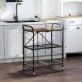 Miniatyrbillede 2 af 6: Rootz Industrial Design Køkkenvogn - 3 hylder - Multifunktionsvogn - Serveringsvogn - 4 Hjul - Foldning - MDF - Brun + Sort - 68L x 35W x 85H cm