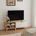 Pikkukuva 3 / 5: Rootz TV -kaappi - Televisiopöytä - Viihdeosasto - 2 ovea - ruskea ja valkoinen - 140 cm x 40 cm x 50 cm