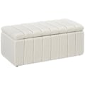 Miniatyrbillede 10 af 10: Rootz polstret bænk med opbevaring - Sengebænk - Vinduessæde - Cremehvid - Stel af massivt træ - 102 cm x 45 cm x 46 cm