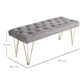 Miniatyrbillede 3 af 10: Rootz Sofa - Spisestue Sofa - Polstret Sofa - Fløjl - Metal - Grå - Guld - 116 x 44,5 x 49 cm
