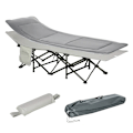 Miniatyrbillede 1 af 5: Rootz Campingseng - Foldelejrseng - Foldeseng med pude - Sidelomme - Madras - Gæsteseng - Kan holde op til 150 Kg - Oxford - Lysegrå - 188 x 64,5 x 53
