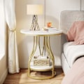 Miniatyrbillede 4 af 8: Rootz hvidguld 2-lags rundt sidebord - endebord - natbord - moderne design - 50 cm D x 50 cm B x 59 cm H