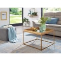 Miniatyrbillede 3 af 7: Rootz sofabord glas metal 60x60x41 cm sofabord guld spejlet - Design stuebord Firkantet - Lille sofabord Moderne spejlglas - Sidebord sidebord stue