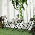 Miniatyrbillede 2 af 6: Rod 3 stk. Havesiddegruppe - 2 klapstole - 1 klapbord - Rattanlook - Metalstel - Lysegrå - 60L x 60W x 72H cm