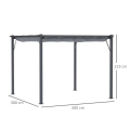 Pikkukuva 3 / 5: Rootz Pergola - Pergola liukukatolla - Alumiini - Polyesteri - Puutarha - Terassi - Parveke - Hiilenharmaa - Tummanharmaa - 300 x 300 x 223 cm