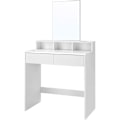 Miniatyrbillede 5 af 8: Rootz Toiletbord - Comestica Bord - Make-up bord - 2 skuffer - Spejl - Åbne rum - Forarbejdet træ - Hvid - 80 x 40 x 140 cm