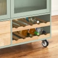 Miniatyrbild 9 av 11: Rootz Köksvagn FKW114-GR - Köksö - Skänk - Vinglashållare - Flaskhylla - Slitstark MDF & Bambu - 109cm x 92cm x 40cm