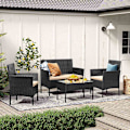 Miniatyrbillede 3 af 7: Rootz 4-delt PE Polyrattan Havemøbelsæt - Patio Siddegruppe - Udendørs Lounge - Galvaniseret metalstel - 56,5 cm x 99 cm x 71 cm