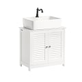 Miniatyrbillede 1 af 8: Rootz White Badeværelsesvask underskab - Opbevaringsskab - Lameldør Design - Skimmelforebyggelse - Luftgennemtrængelig - Dekorativ - 60cm x 58cm x 34c