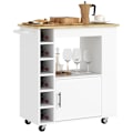Miniatyrbild 1 av 11: Rootz Kitchen Trolley - Rolling Island - Portable Cart - Wine Racks & Storage - Rubberwood Top - 83L X 40W X 83H CM
