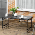 Miniatyrbillede 2 af 5: Rootz Udebord - Havebord - Til 4 personer - Sammenfoldelig - Højdejusterbar - Trælook - Grå + Sort - 118 x 60 x 74 cm